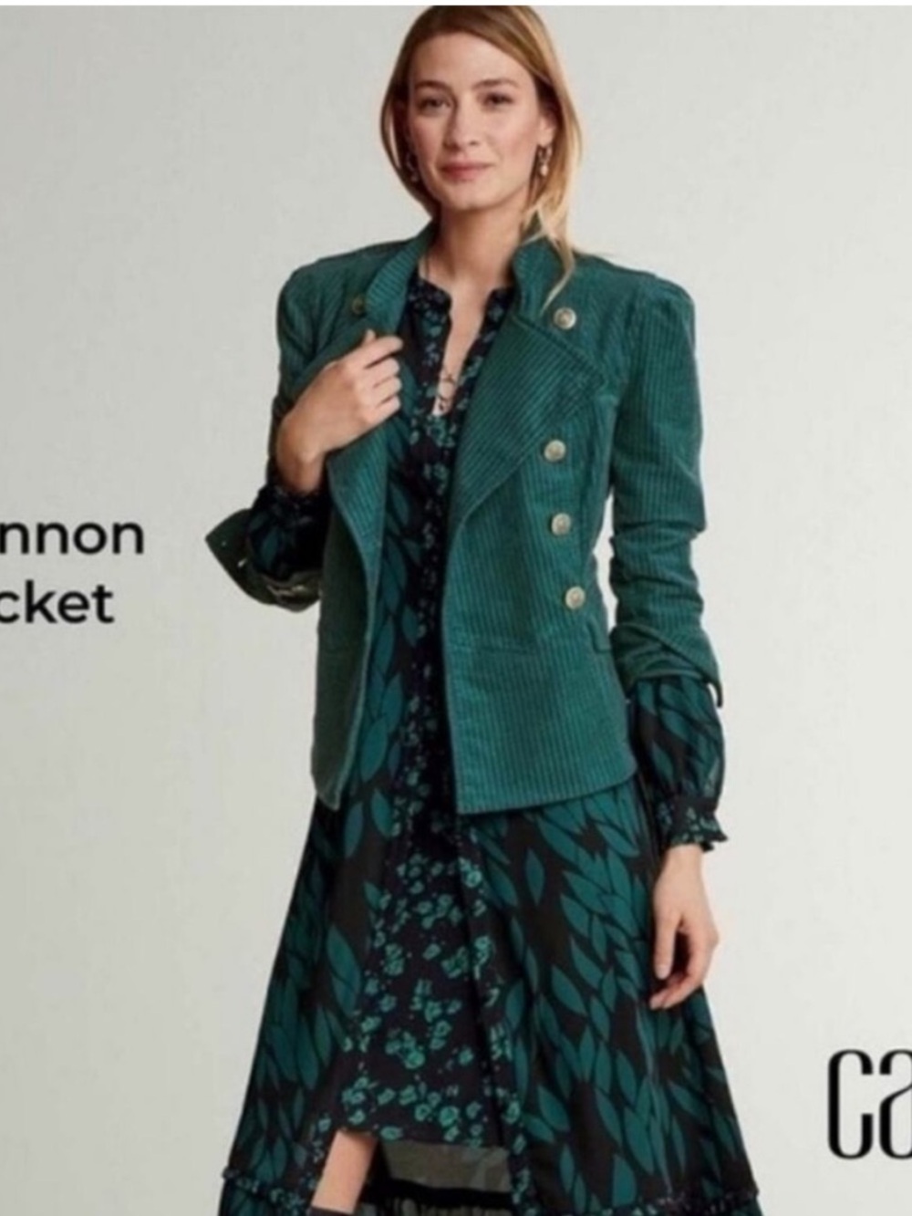 Cabi Lennon Teal Corduroy Fall Blazer Jacket Size Medium NWT